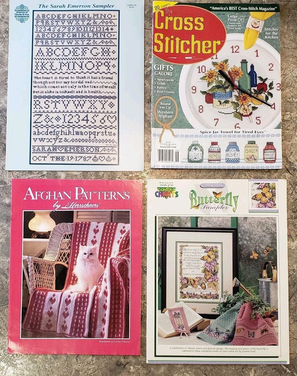 The Sarah Emerson Sampler-OOP-Cross Stitch Chart/Cross Sticher/Butterfly/Afghan.